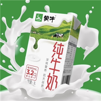 蒙牛（MENGNIU）纯牛奶 家庭装纯牛奶1L*6盒/箱 